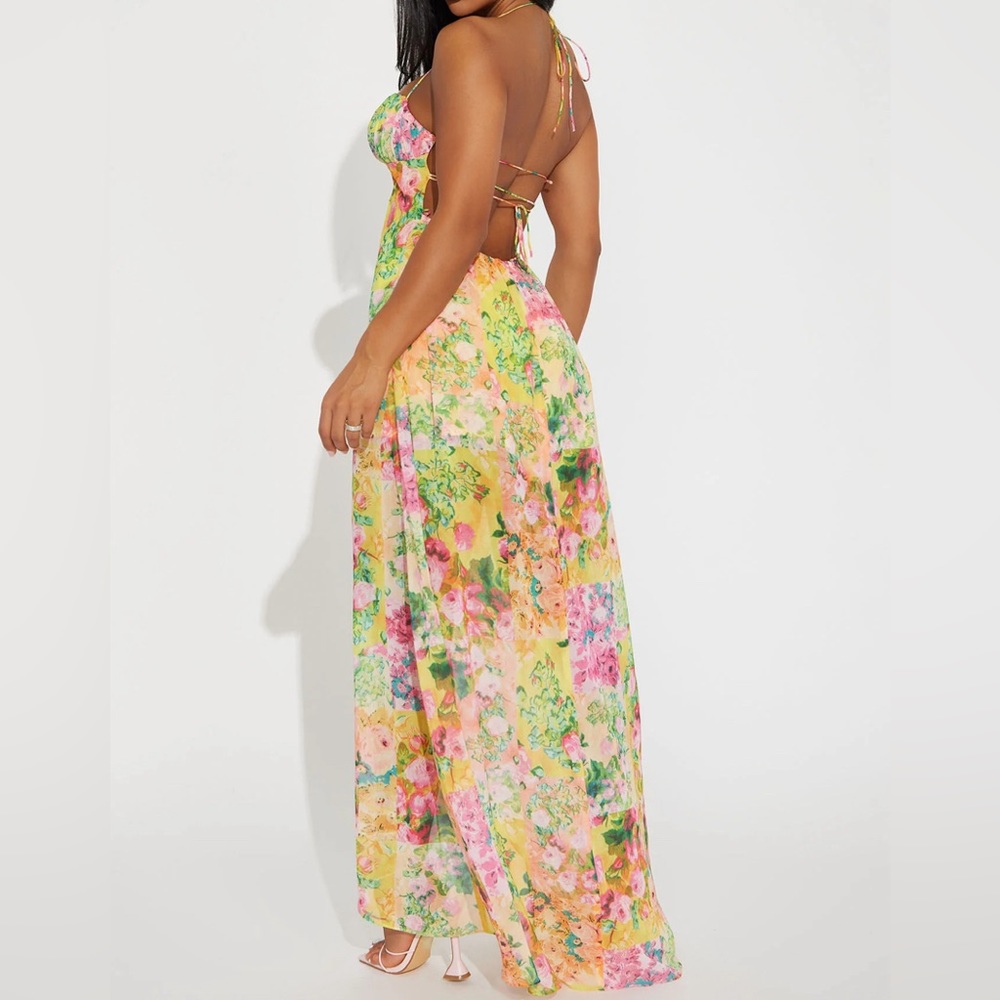 NEW. Floral Yellow Maxi Dress - Picture 2 of 3